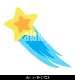 Falling star, flying comet. Vector illustration in cartoon flat style. Dreaming concept. Print for cards, textile, celebration design and decor Stock Vector