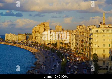 Egypte, la côte méditerranéenne, Alexandrie, la Corniche. // Egypt, Alexandria, the Corniche. Stock Photo