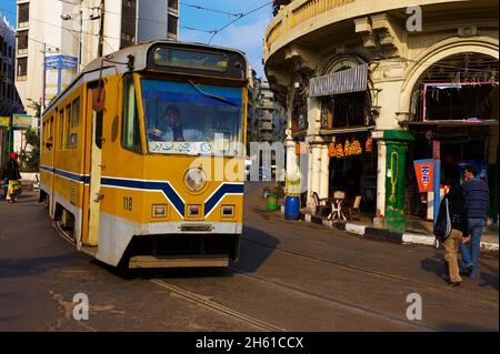 Egypte, la côte méditerranéenne, Alexandrie, le tramway. // Egypt, Alexandria, the tramway. Stock Photo