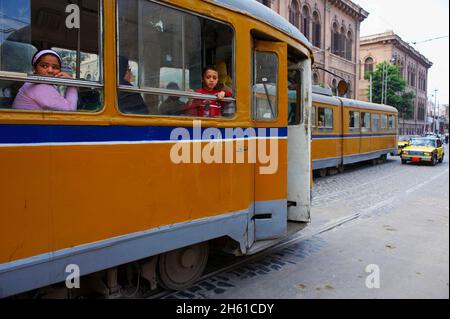 Egypte, la côte méditerranéenne, Alexandrie, le tramway. // Egypt, Alexandria, the tramway. Stock Photo