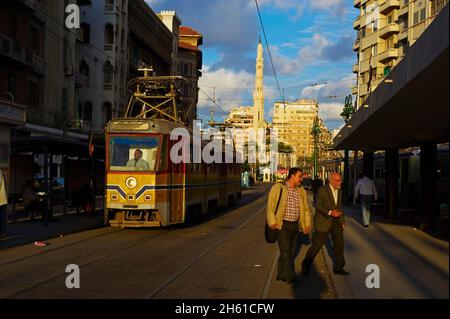 Egypte, la côte méditerranéenne, Alexandrie, le tramway. // Egypt, Alexandria, the tramway. Stock Photo