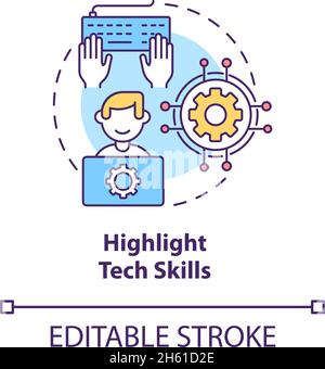 Highlight tech skills concept icon Stock Vector