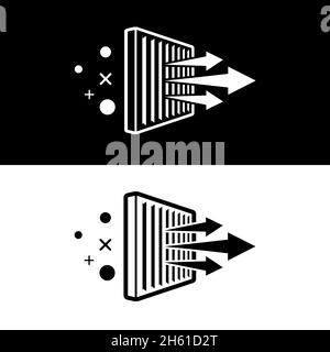 Air filter icon. Solid particle filter. Air filtration effect. Clean air. Vector illustration. Stock Vector