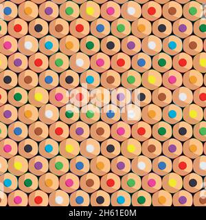 Seamless pattern with color pencils. Vector colored background. Stock Vector