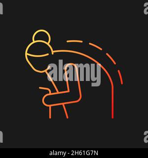 Kyphosis gradient vector icon for dark theme Stock Vector
