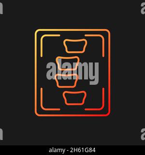X-ray of scoliosis gradient vector icon for dark theme Stock Vector