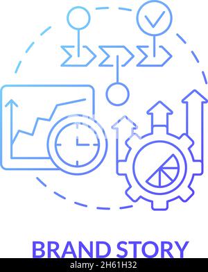 Brand story blue gradient concept icon Stock Vector