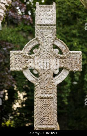 Celtic cross in Johnstown old church, County Kildare, Ireland Stock Photo