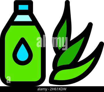 Agave aloe vera simple icon. Hydrating organic cosmetics. Cream, lotion or gel tube. Green succulent leaves logo. Sliced cactus thorns. Vector illistr Stock Vector