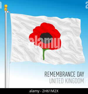 British Remembrance Day flag with poppy symbol, United Kingdom, vector illustration Stock Vector