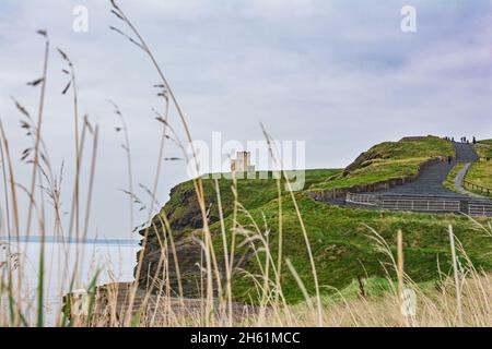 The famous Cliffs of Moher seen from the pathway, County Clare, Ireland Stock Photo