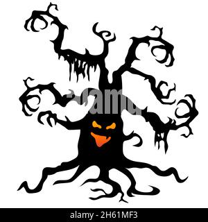 Terrible tree monster with evil eyes. Ancient tree monster with dry ...