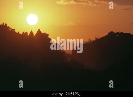 Japan. Kyushu. Mountain sunset. Stock Photo