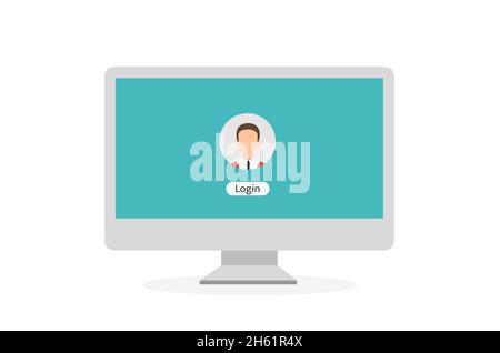 Log in account on the laptop. Hands on the laptop. Laptop with password notification. Stock Photo