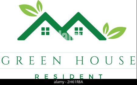Green House Resident Logo Stock Vector