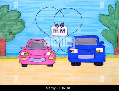 How to Draw a Cartoon Car in 12 Steps - EasyLineDrawing | Cartoon car  drawing, Car cartoon, Car