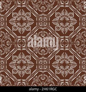 Seamless colorful patchwork in portuguese style. Hand-drawn Arabic and Spain decor. Islam, Indian, ottoman motif. Perfect for printing on fabric or pa Stock Vector