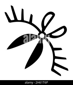 Scissors winged symbol black, vector illustration, horizontal, isolated Stock Vector