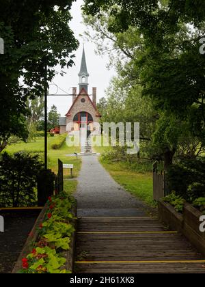 canada,church at grand-pré,evangeline statue,historic site,history,memorial to acadian deportation,no photo release needed for tourism,no property release needed for tourism promotion,nova scotia,parks canada Stock Photo