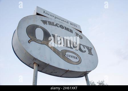 Welcome to Quincy sign in Quincy Massachusetts USA Stock Photo