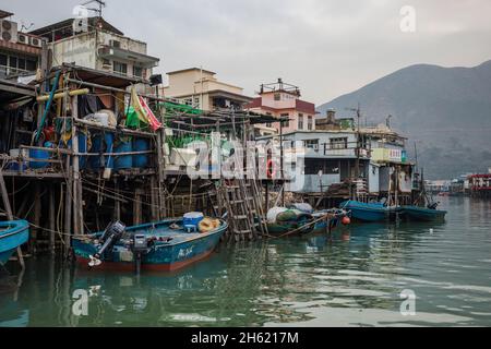 fishermen's stilt houses in the bay,tai o traditional fishing village,lantau Stock Photo