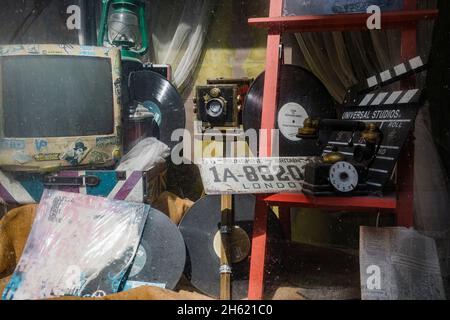 travel back in time,shop window displays,retro shop windows in hong kong Stock Photo