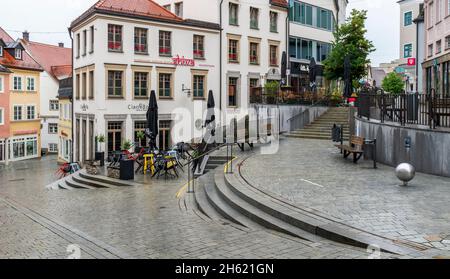 pedestrian zone with shops in the old town of kempten,bavaria Stock Photo