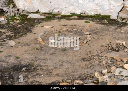 Vals, Switzerland, August 21, 2021 Smiley made with stones in the mountains Stock Photo