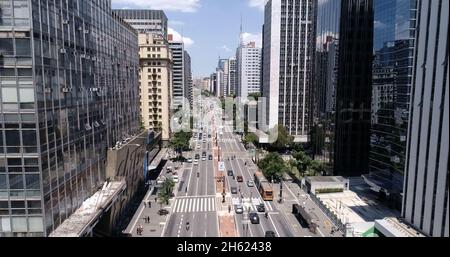 Aerial view of Avenida Paulista (Paulista avenue) in Sao Paulo city, Brazil. Stock Photo