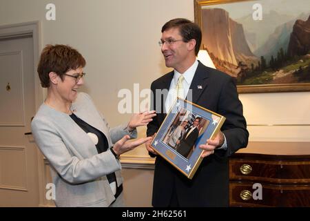 German Minister of Defense Annegret Kramp-Karrenbauer meets with U.S ...