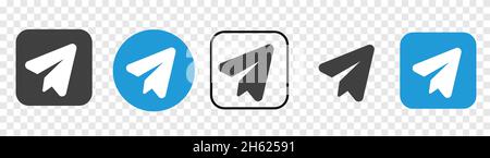 Telegram Set of social media logos isolated on transparent Stock Vector