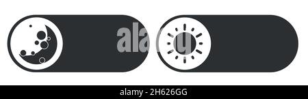 Daymode and Nightmode switch. Light filter toggle button. Sleeping mode turn on, off. On Off Switch. Stock Vector