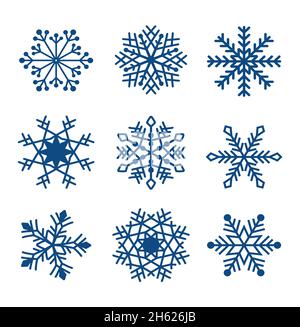 Big set of design holiday snowflakes isolate on white background. Vector illustration.  Stock Vector