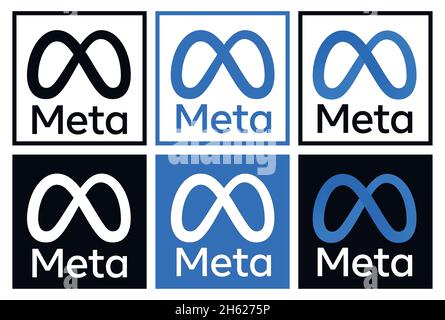 Kiev, Ukraine, November 9, 2021: Social network Facebook rebranding name to Meta. Editorial vector isolated on white Stock Vector