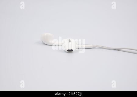 white earphones isolated on white background with clipping path Stock Photo