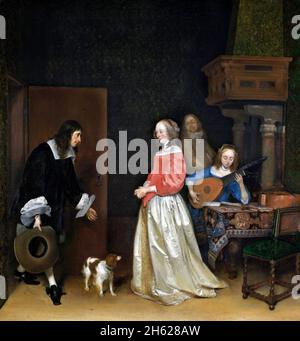 The Suitor's Visit by Gerard ter Borch (1617-1681), oil on canvas, c. 1658 Stock Photo