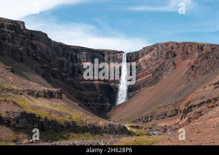 short hike to hengifoss and litlanesfoss in northeast iceland Stock Photo