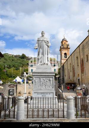 Pietrasanta-Italy-October 2021 White marble statue of Leopoldo II Grand Duke of Tuscany in 1800 Stock Photo