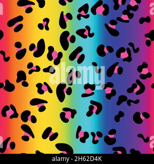 Rainbow Leopard Vector Seamless Pattern. Neon Gradient Stock Vector -  Illustration of iridescent, galaxy: 217768424