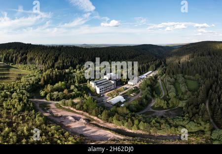 germany,thuringia,ilmenau,gehren,mine,flussspargrube,shut down,forest,aerial picture Stock Photo