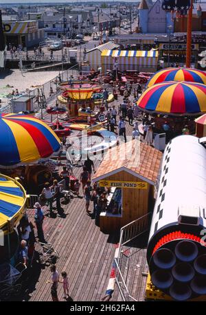 Casino Pier above kid's rides, Seaside Heights, New Jersey; ca. 1978. Stock Photo