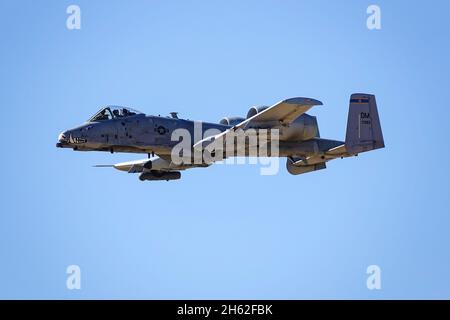 The A-10 Warthog is an impressive machine with a enormous gun to rain down death and destruction when needed Stock Photo