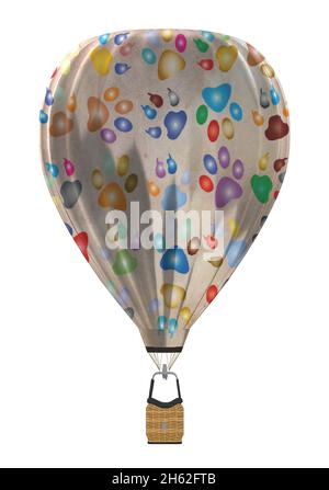 Shiny Silver Hot Air Balloon with Colorful Paws Print Stock Vector