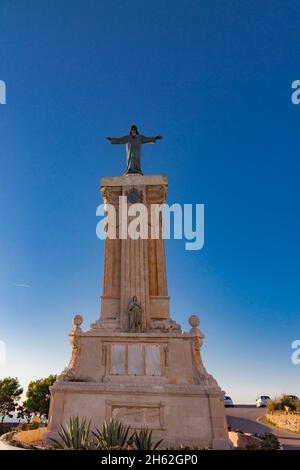 jesus statue,monte del toro,357 m,es mercadal,menorca,balearic islands,spain,europe Stock Photo