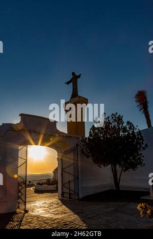 jesus statue,franciscan monastery,monte del toro,357 m,es mercadal,menorca,balearic islands,spain,europe Stock Photo