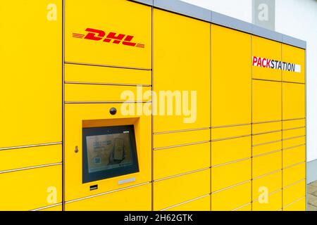 dhl packstation for post and parcels Stock Photo