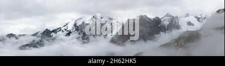 panoramic view of the ortler alps in the stelvio national park. Stock Photo