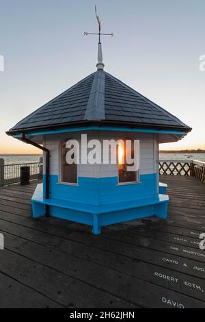 england,isle of wight,yarmouth,yarmouth wooden pier at dawn Stock Photo