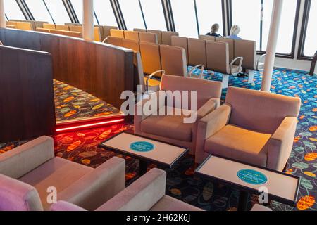 england,isle of wight,yarmouth,the wightlink victoria of wight car and passenger ferry,interior passenger lounge area Stock Photo