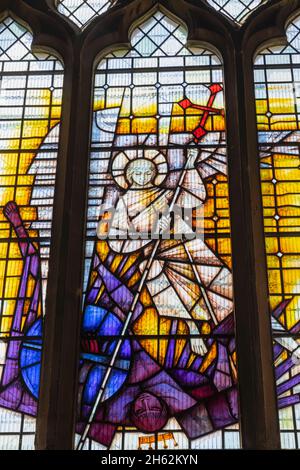 england,hampshire,test valley,king's somborne,the parish church of st.peter and st.paul,the sopwith memorial window designed by john hayward Stock Photo